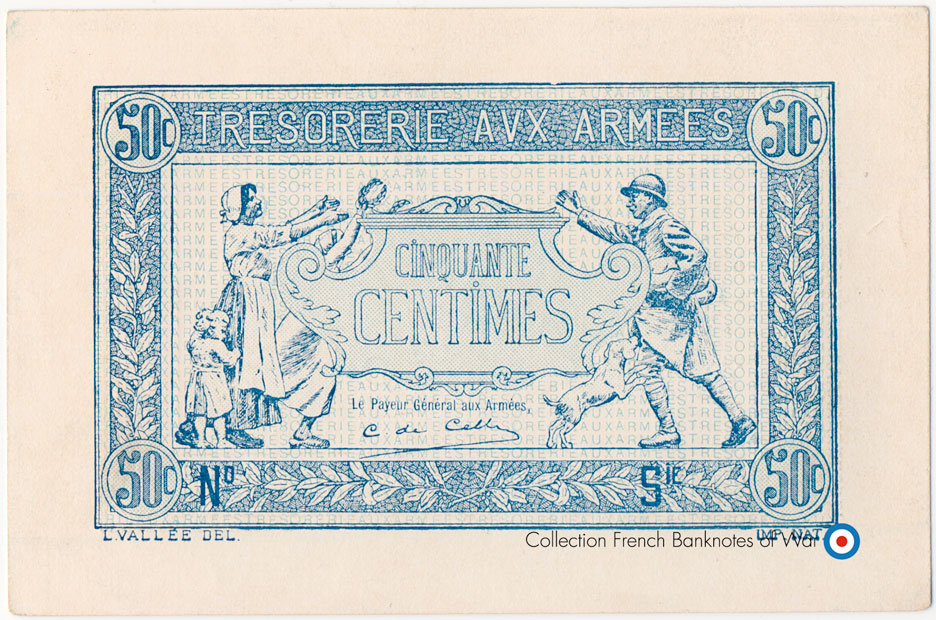 50 centimes Trésorerie aux armées Type 1917, Lettre Q, © French Banknotes Of War (FBOW)