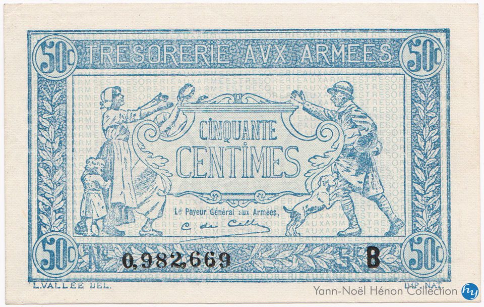 50 centimes Trésorerie aux armées Type 1917, Lettre C, © French Banknotes Of War (FBOW)