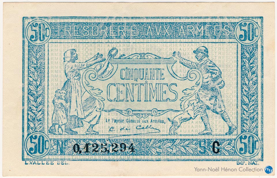 50 centimes Trésorerie aux armées Type 1917, Lettre C, © French Banknotes Of War (FBOW)