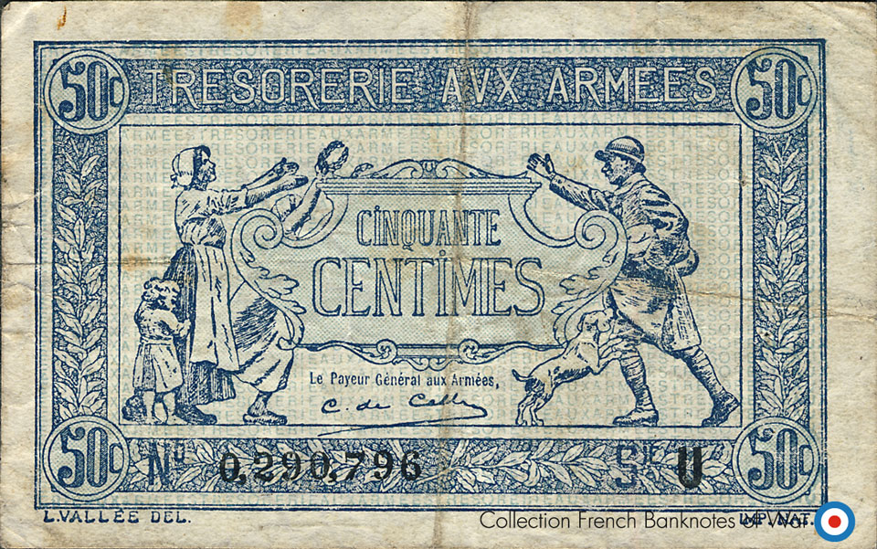 50 centimes Trésorerie aux armées Type 1917, Lettre A, © cgb.fr