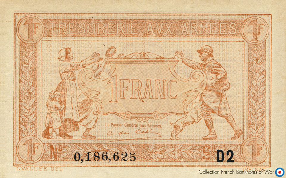 1 Franc Trésorerie aux armées Type 1919, Lettre D2, © Photo French Banknotes Of War (FBOW)