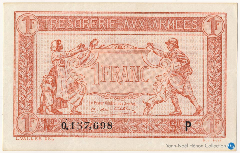 1 Franc Trésorerie aux armées Type 1919, Lettre P, © Photo French Banknotes Of War (FBOW)