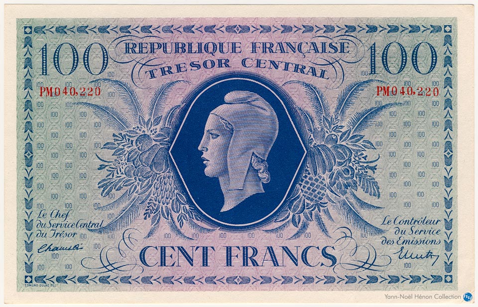 100 Francs Marianne Type 1943, Lettre PM, © Photo French Banknotes Of War (FBOW)