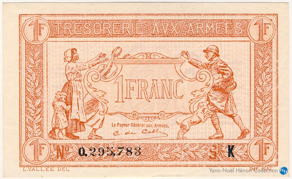 1 Franc Trésorerie aux armées Type 1917, Lettre K, © Photo French Banknotes Of War (FBOW)