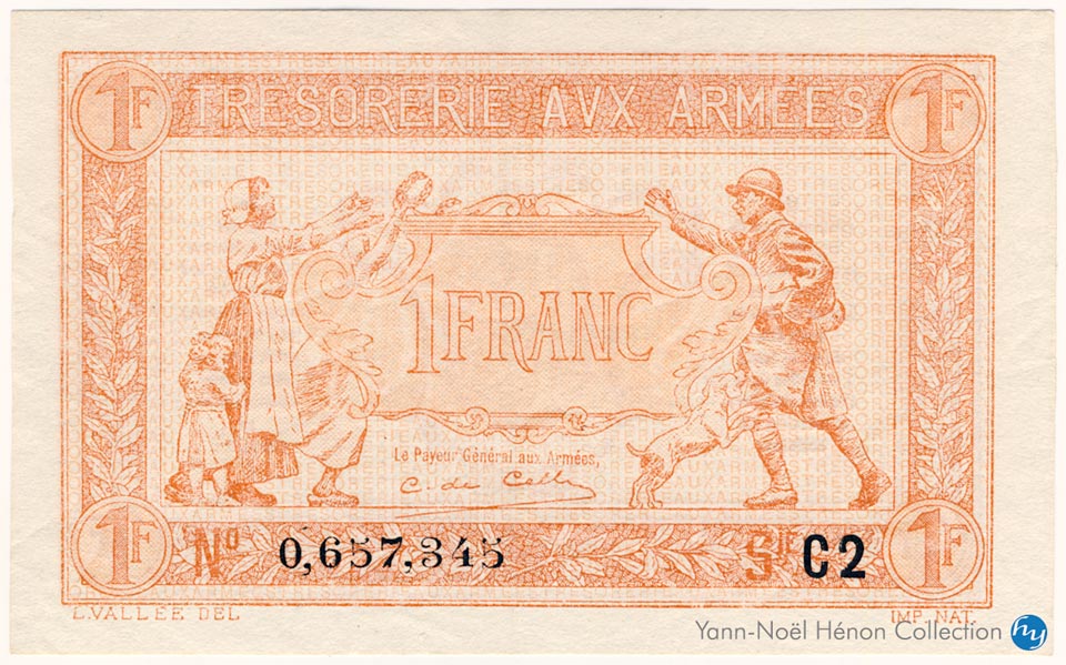 1 Franc Trésorerie aux armées Type 1919, Lettre C2, © Photo French Banknotes Of War (FBOW)