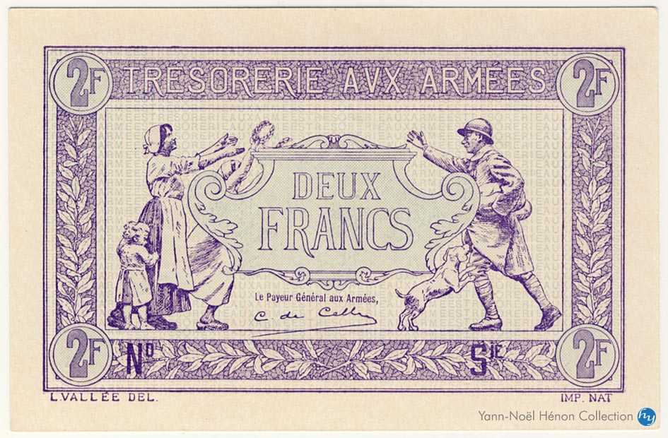 2 Francs Trésorerie aux armées Type 1917, Specimen, © Photo French Banknotes Of War (FBOW)