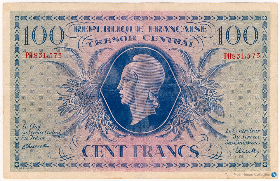 100 Francs Marianne Type 1943, Lettre PH, © Photo French Banknotes Of War (FBOW)